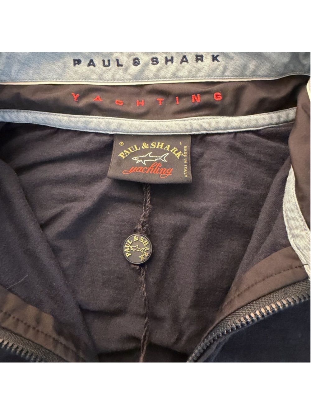 Paul & Shark Yachting Men Cotton Q-Zip Pullover L Pocket Navy Sweater Italy Mock